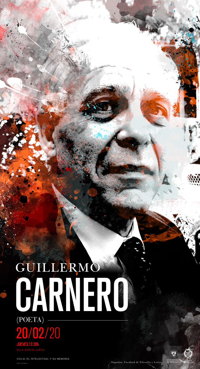 Cartel de la conferencia Cartel con la imagen de Guillermo Carnero